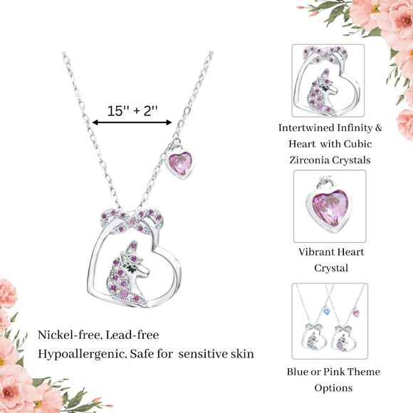 Unicorn Charm Necklace with Heart & Infinity Pendants for Christmas or Birthdays - Picture 6 of 7